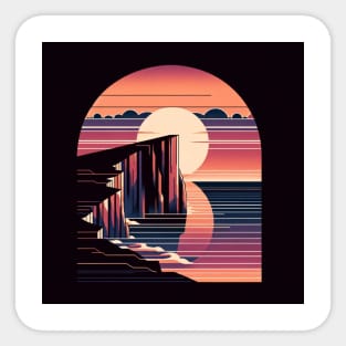 Modern Abstract Cliffside Sunset Sticker